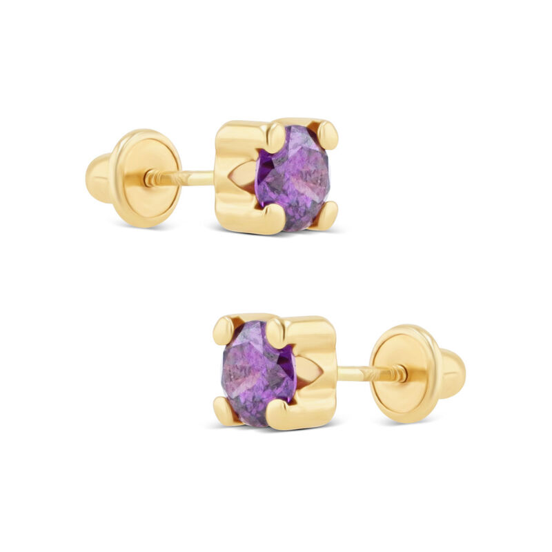 Broqueles De Oro Amarillo 14k Con Amatista (5 M... image number null