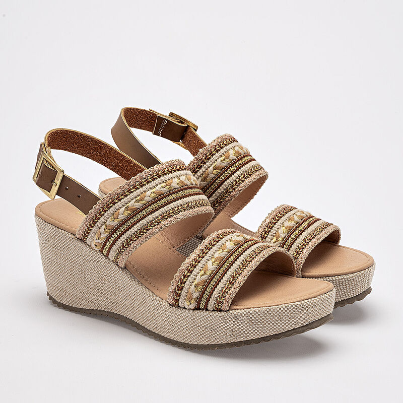 Moramora sandalia cu&ntilde;a para mujer camel beige o... image number null