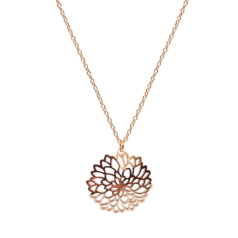 Dije Dalia de plata con ba&ntilde;o de oro rosa y cade... image number null