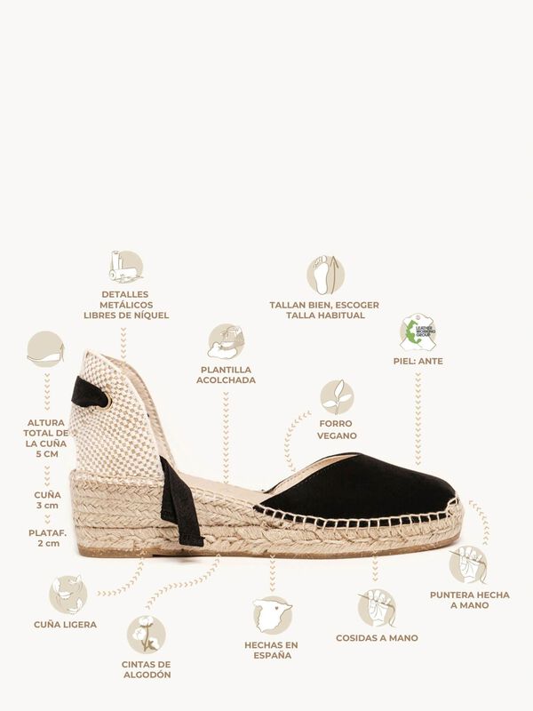 Alpargata Romero Cu&ntilde;a Baja Ante Negro image number null