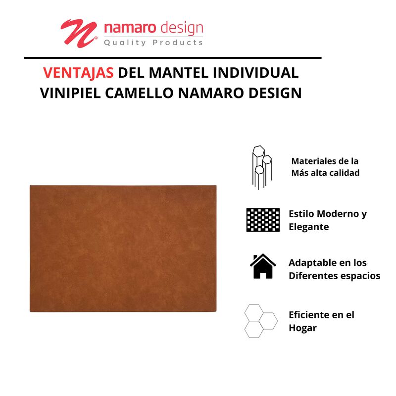 Mantel Individual 4 Piezas Vinipiel Camello Nam... image number null