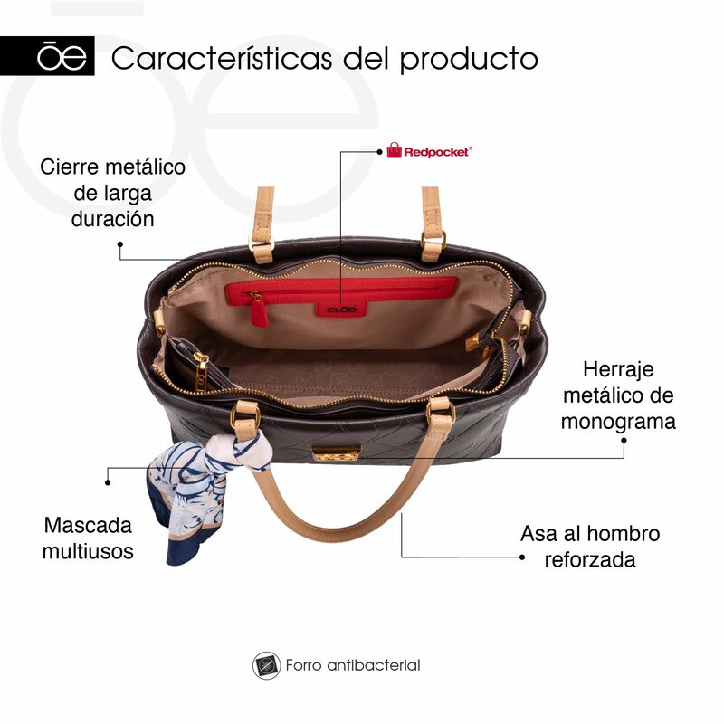Bolsa Tote Grande Con Troquelado Color Caf&eacute; image number null