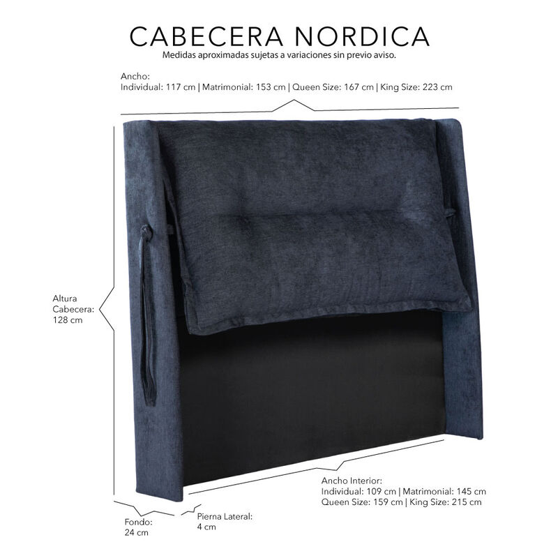 Cabecera King Size Dicasa Nordica Indigo image number null