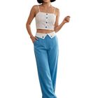 Conjunto 2 Piezas Top Con Botones Y Pantal&oacute;n Malabis Conj-0166 Azul