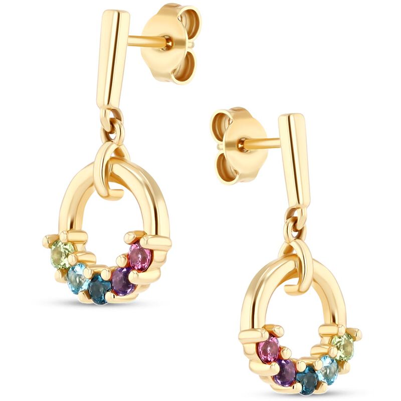 Aretes De Oro Amarillo 14k Con Piedras De Color... image number null