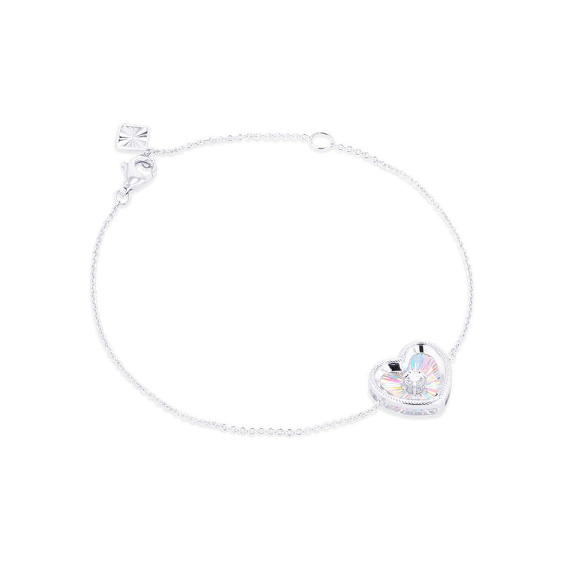 Pulsera De Oro Blanco 14K Con Forma De Coraz&oacute;n ... image number null