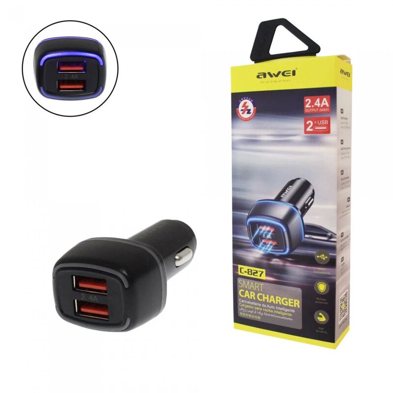 Awei C-827 Cargador De Auto Inteligente image number null