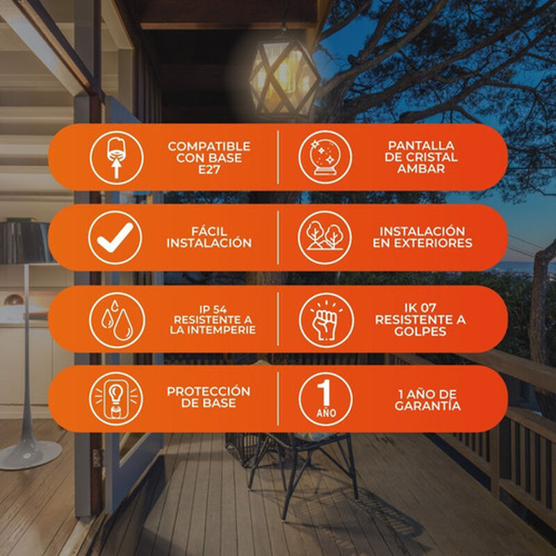 L&aacute;mpara Pared Arbotante Cristal Exterior M&aacute;x 60... image number null