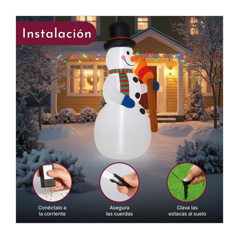 Inflable Navidad Mu&ntilde;eco Nieve Gigante 2.7m Exte... image number null