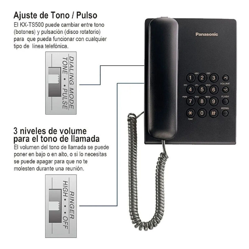 Combo 2 Piezas Tel&eacute;fono Fijo Al&aacute;mbrico Panasoni... image number null