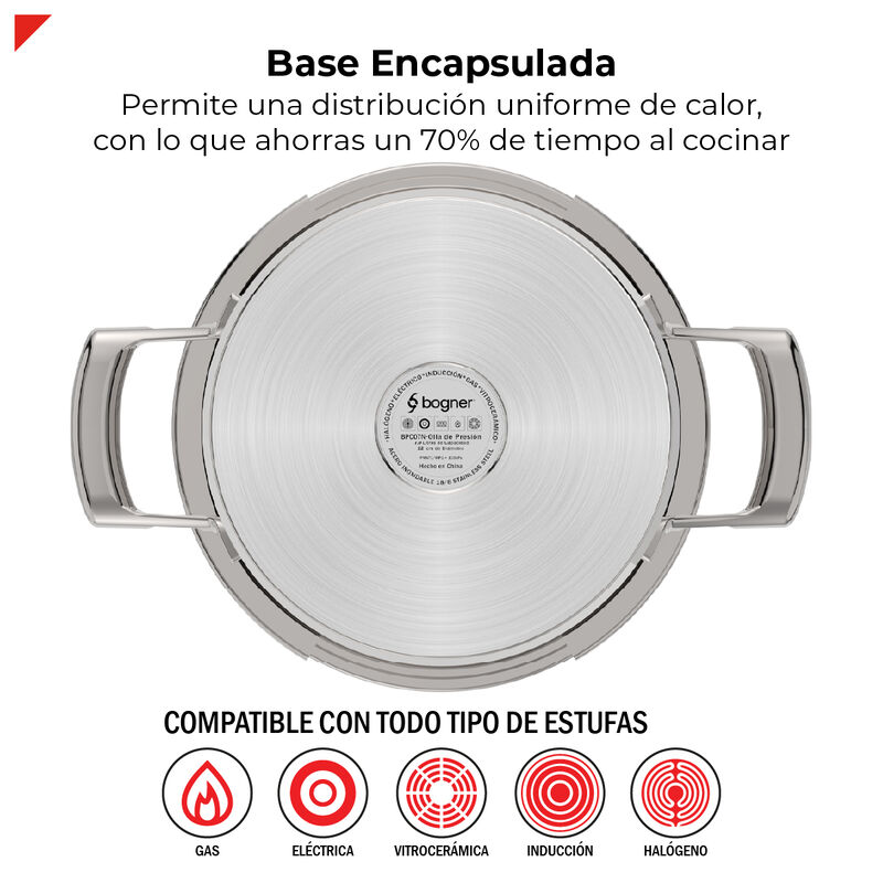 Olla De Presi&oacute;n De 7 Litros Acero Inox 304 Bogn... image number null
