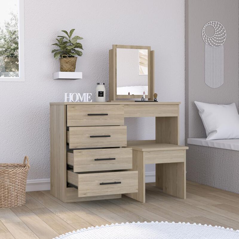 Mueble Tocador Wesley Beige Y Blanco Virtual Mu... image number null