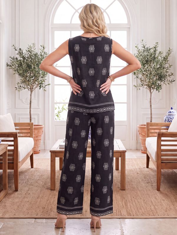 Conjunto 2 Piezas, Blusa Sin Mangas Y Pantal&oacute;n ... image number null