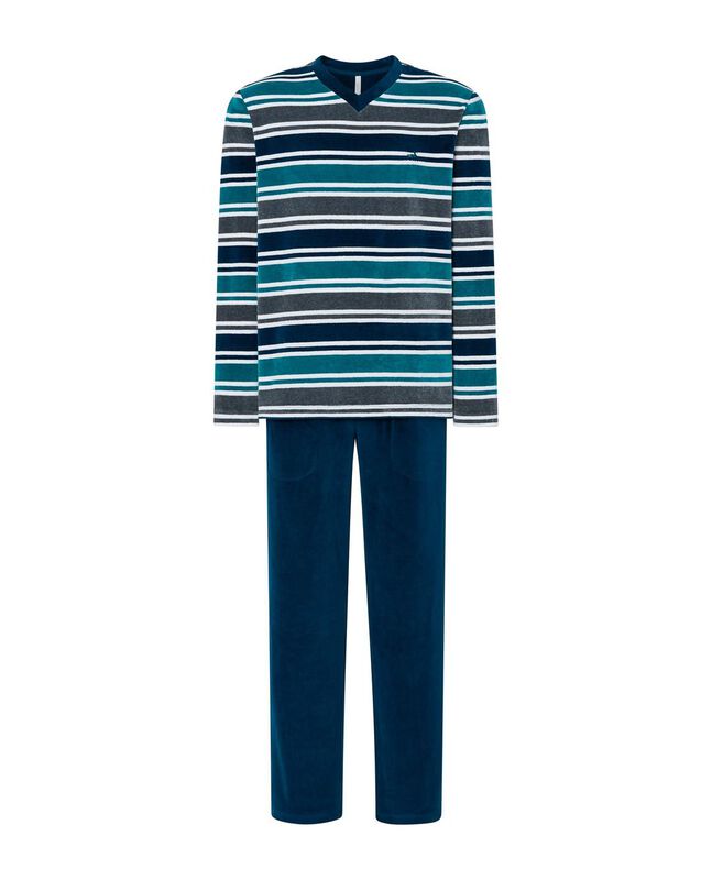 Pijama de Terciopelo con Rayas Verdes Verde image number null