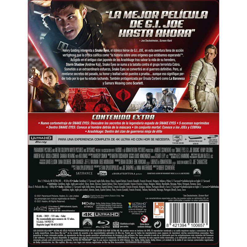 Snake Eyes - El origen (Steelbook) (4K UHD) - B... image number null
