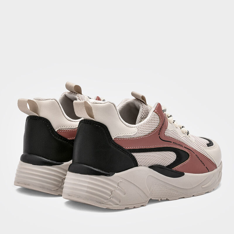 Moramora Tenis urbano para mujer beige rosa neg... image number null