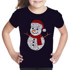 Camiseta Word Art Para Ni&ntilde;a - Mu&ntilde;eco de Nieve Navide&ntilde;o - Negro