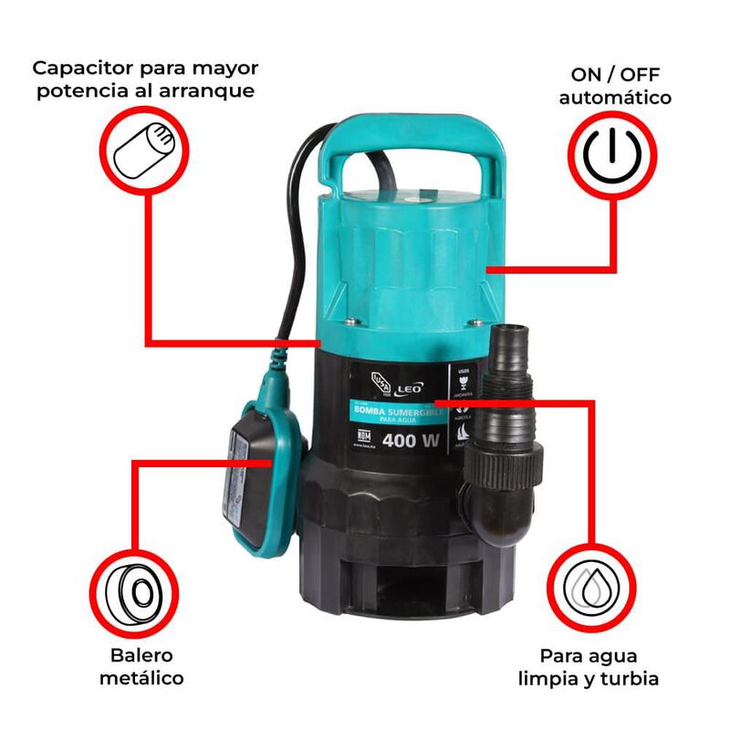 Bomba el&eacute;ctrica sumergible casa y jard&iacute;n 1 HP image number null