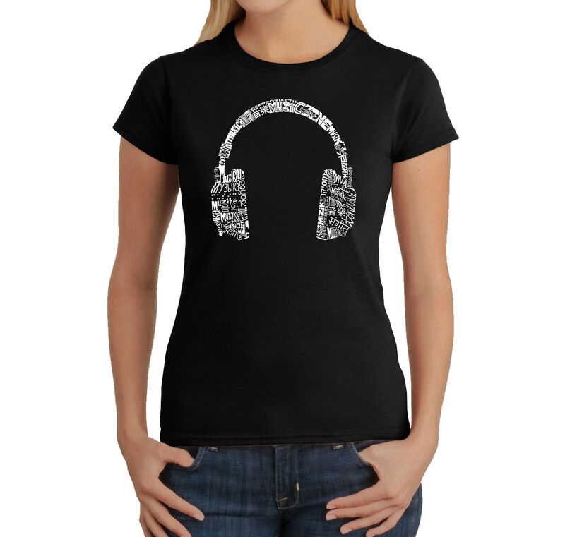 Camiseta Word Art Para Mujer - Aud&iacute;fonos de Idi... image number null