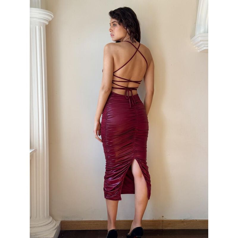 Vestido plisado espalda descubierta image number null