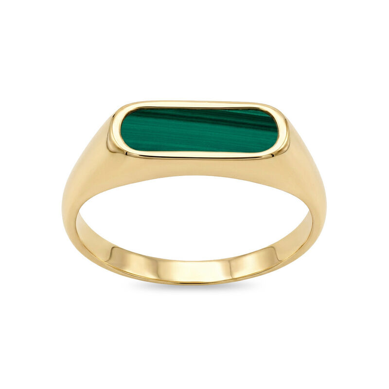 Anillo De Oro Amarillo 14k Con Malaquita (ajust... image number null