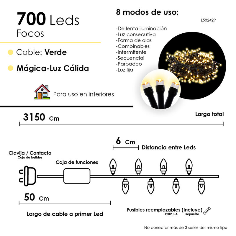 Serie Luces LED Calida 700 focos Luz Calida Cab... image number null