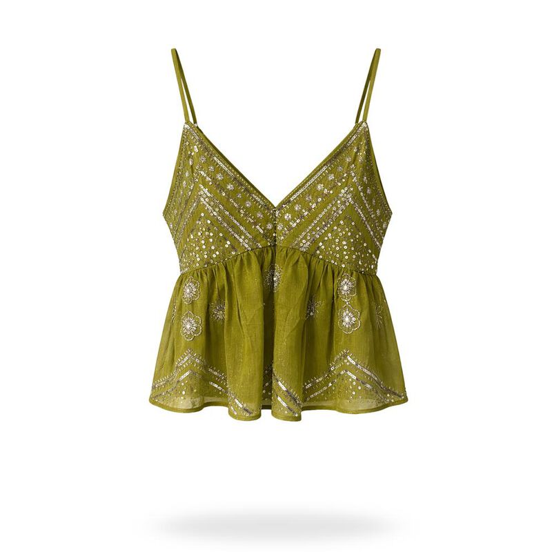 Blusa De Tirantes Bordada Con Lentejuela image number null