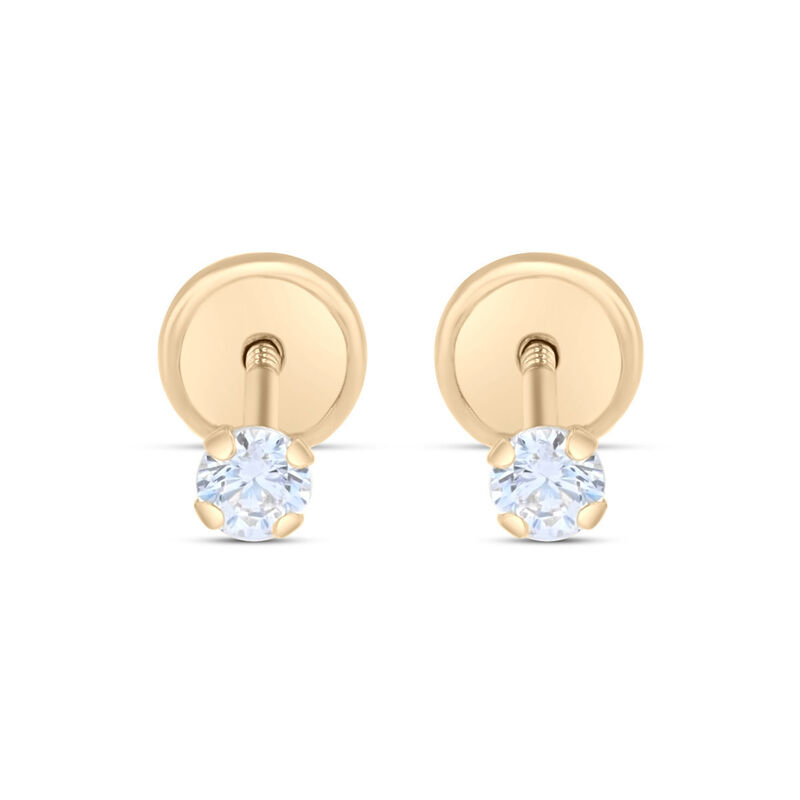 Broqueles De Oro Amarillo 14K Con Zirconia (2.5... image number null