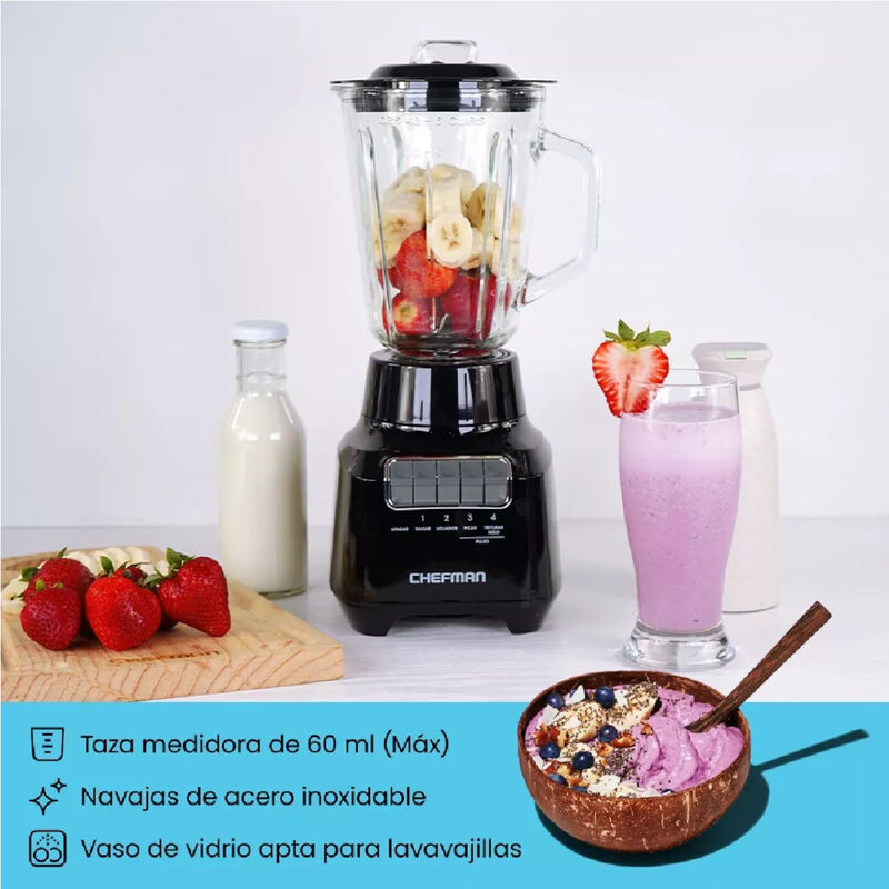 Licuadora Chefman Vaso de vidrio 3 Vel. 1.5 Lts... image number null