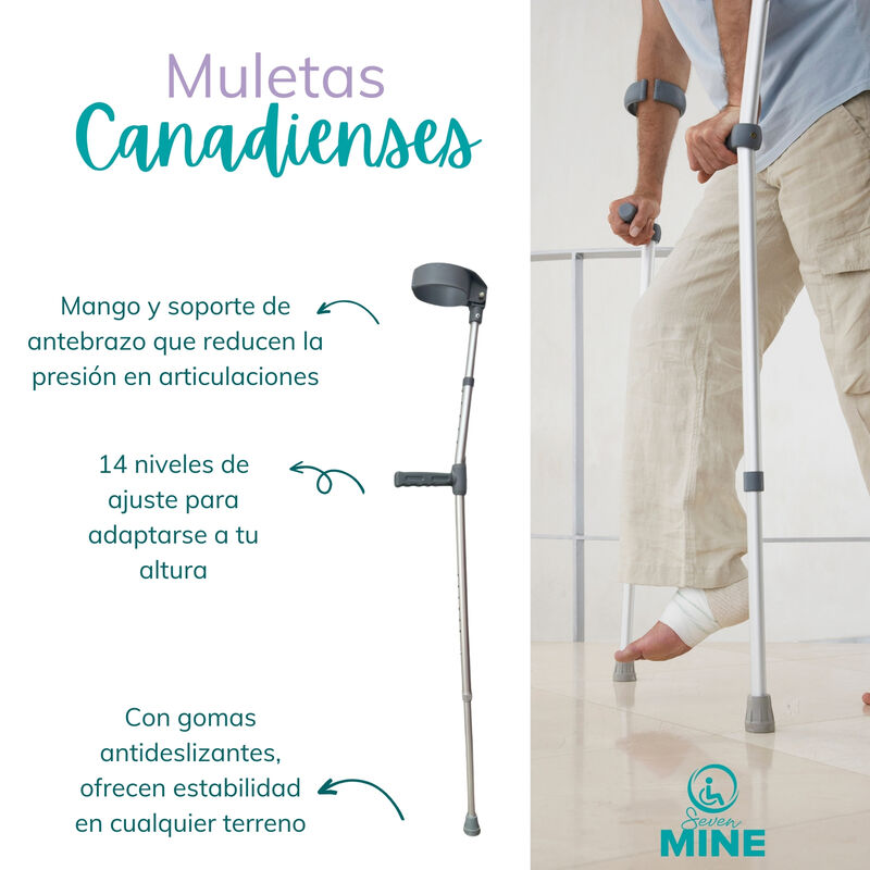 Par De Muletas Canadiense Ergon&oacute;micas Altura Aj... image number null