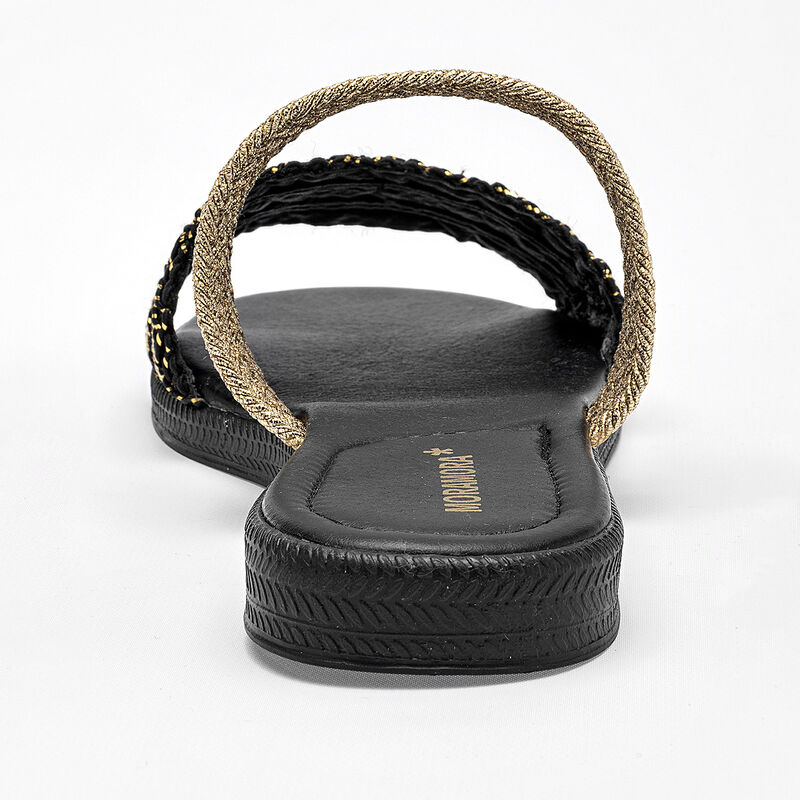 Moramora sandalia piso para mujer negro dorado ... image number null