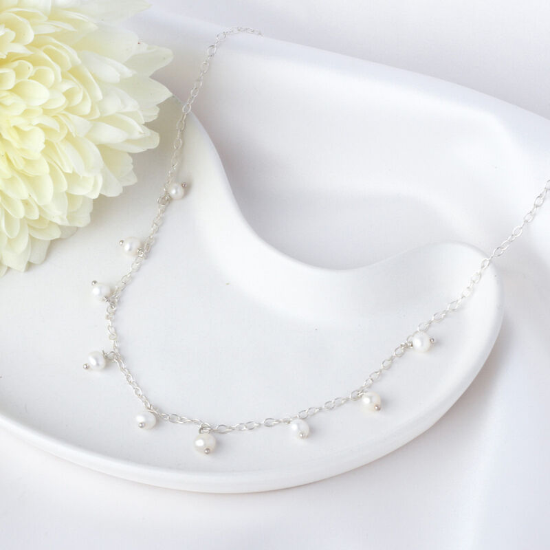 Collar Cadena De Plata con Perlas Mini image number null