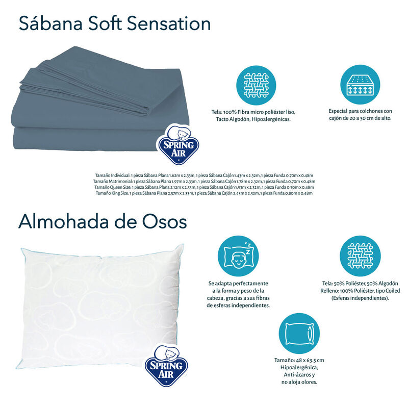Colchón Queen Size Spring Air Marte + 2 Almoha... image number null