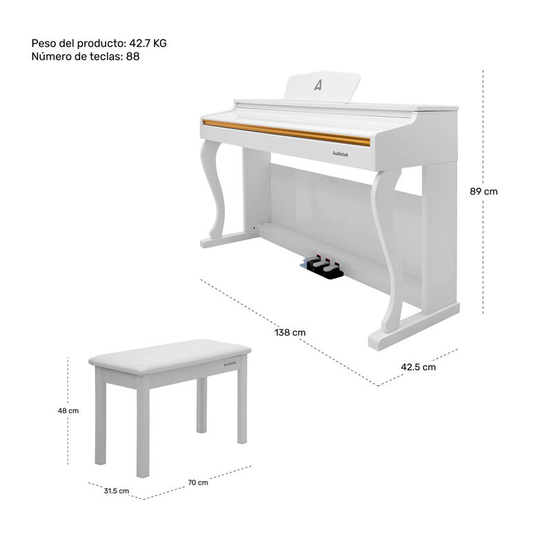 Piano Teclado El&eacute;ctrico 88 Teclas Digital 15v 3... image number null