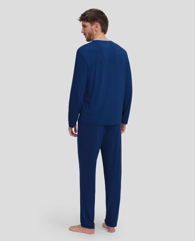 Pijama Modal con Botones Azul image number null