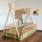 Cama Tipi Montessori de Madera con Barandales Removibles - Verde