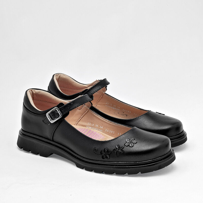 Yuyin Zapato Escolar De Piel Para Mujer Negro C... image number null