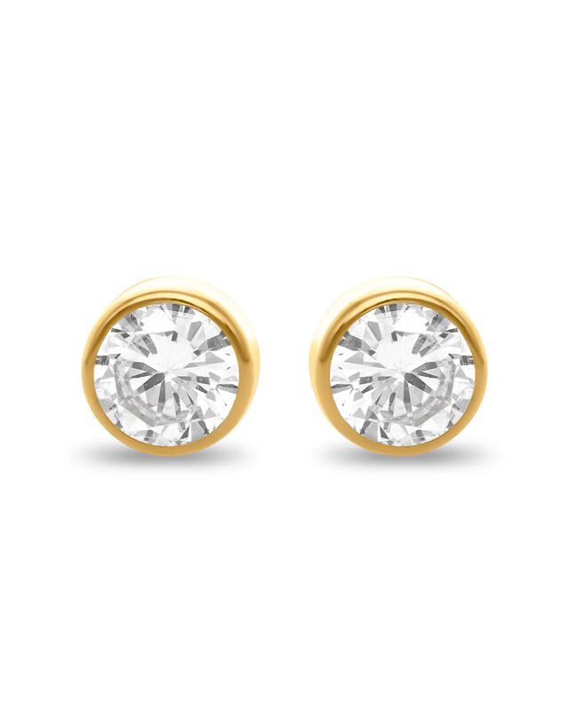 Broqueles De Oro Amarillo 14k Con Zirconias (5 ... image number null
