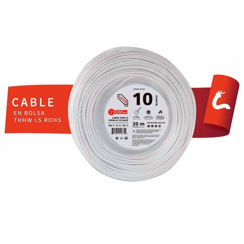 Cable Thhw-ls Rohs Calibre 10 Awg Blanco 20m image number null