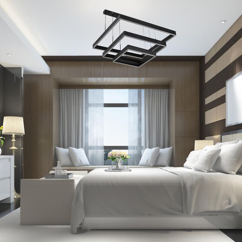 L&aacute;mpara Moderna Colgante Led 3 Rect&aacute;ngulos (Neg... image number null