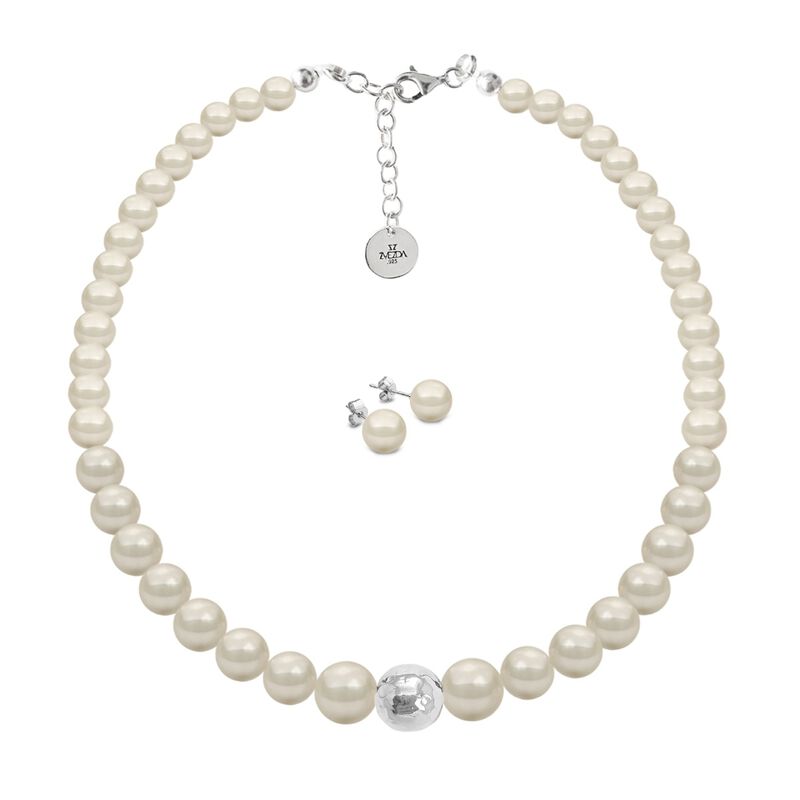 Collar y Aretes Perlas de cristal creciente con... image number null