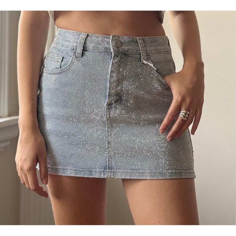 Falda mezclilla de brillos image number null