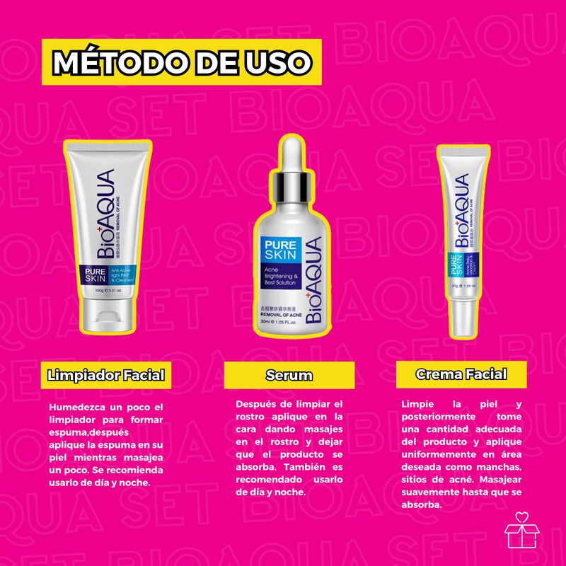 Set de 3 Pure Skin Bioaqua Retira Acn&eacute; Espinill... image number null