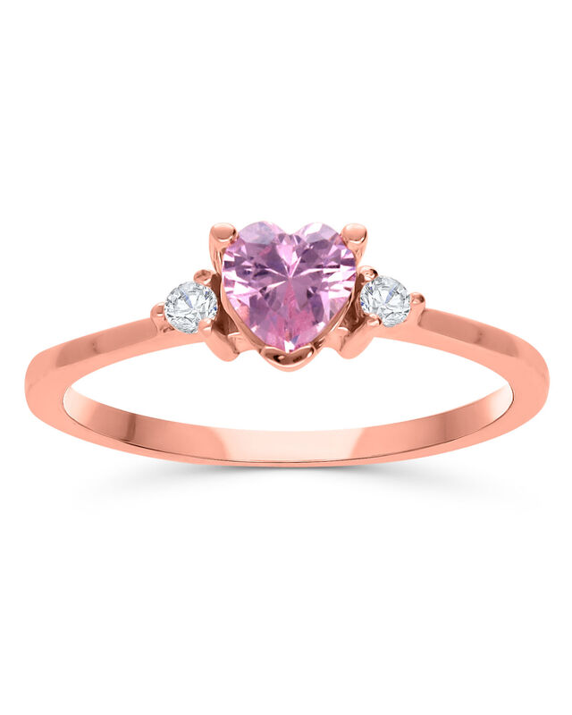Anillo En Oro Rosa 14k Con Zirconia Coraz&oacute;n Ros... image number null