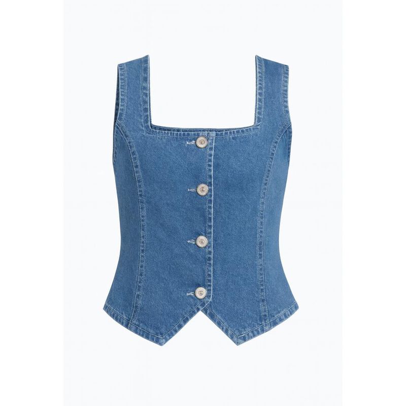 Chaleco denim escote cuadrado image number null