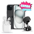 Combo Smartphone Apple Iphone 15 Plus Esim 256gb Negro (reacondicionado Certificado) + Aud&iacute;fonos Bluetooth Y Soporte