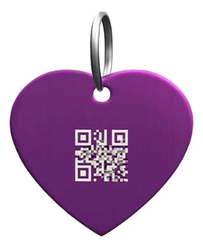 Placa Mascota Qriosa Coraz&oacute;n Morado image number null