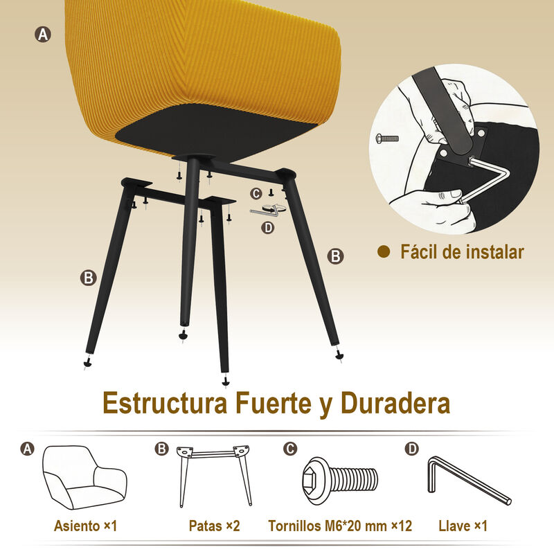 Set De 2 Sillas De Comedor Con Brazos, Tela Pan... image number null