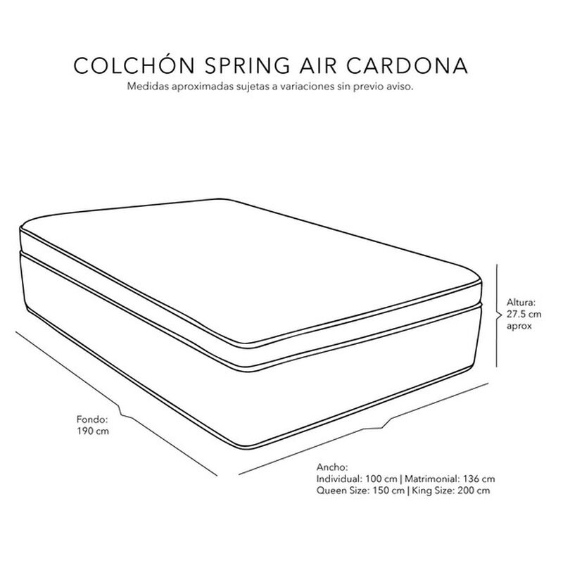 Colch&oacute;n Matrimonial Cardona + Almohada 2 Pack image number null