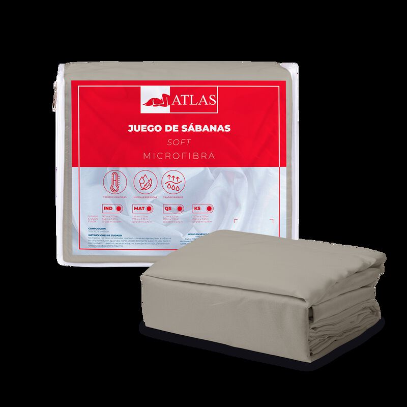 Juego de S&aacute;banas Soft Individual Gris Atlas del... image number null